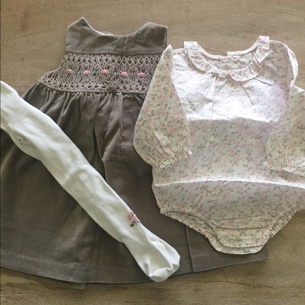 Janie and Jack Taupe Velvet Dress w/ Bodysuit